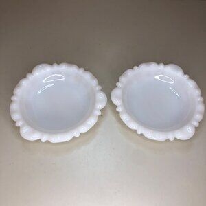 2 Anchor Hocking Milk Glass Trinket or Candy Dishes 5.5"